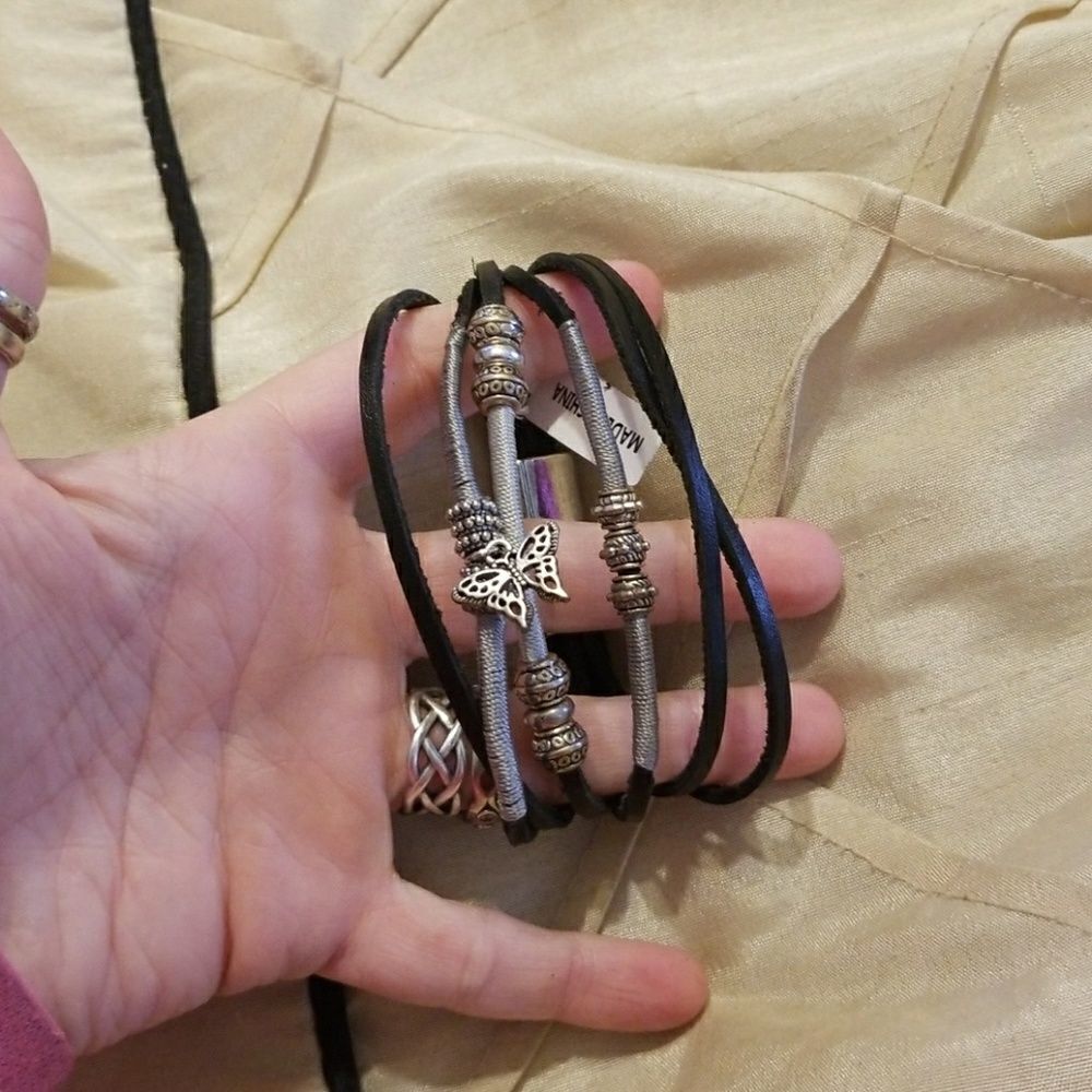 NWT leather/suede wrap charm bracelet
